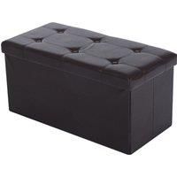 Faux Leather Ottoman Storage Bench Cube Folding Footstool Rectangular Footrest