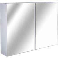Wall Cabinet Mirror Bathroom Modern Shelf Storage Double Door MDF