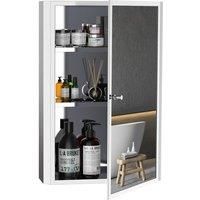 Wall Mounted Cabinet Mirror Storage Shelves Cupboard Bathroom Stainless 1 Door