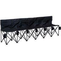 Folding Bench 6 Seat Camping Cup Holder Picnic Steel Blue Outdoor Garden