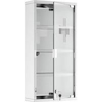 Stainless Steel Medicine Cabinet Furniture Glass Door Lockable 60cm Four Tiers