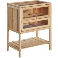 Pawhut Hamster Cage Fir Wooden Mouse Exercise House Pet Play Small Animals Solid