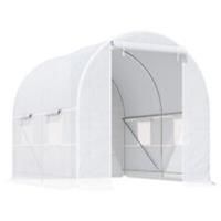 Outsunny 2.5 x 2 x 2 m Large Galvanized Steel Frame Outdoor Poly Tunnel Garden Walk-In Patio Greenhouse - White