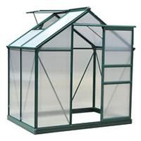 Outsunny 6x4ft Walk-In Polycarbonate Greenhouse Plant Grow Galvanized Aluminium