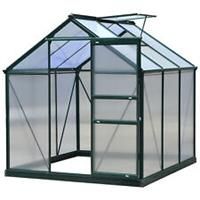 Outsunny 6x6ft Walk-In Polycarbonate Greenhouse Plant Grow Galvanized Aluminium