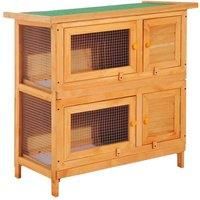 PawHut 2-Tier Double Decker Wooden Rabbit Hutch Pet Cage Guinea Pig Hutch with Sliding Tray Opening Top