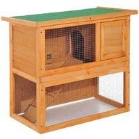 2-tier Rabbit Hutch Small Animal Wooden Bunnies House Outdoor Backyard 2 Sizes