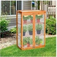 Outsunny 3-tier Wooden Cold Frame Polycarbonate Grow House Garden Greenhouse Outdoor Flower Vegetable Planting Storage Shelves (76L x 47W x 110H (cm))