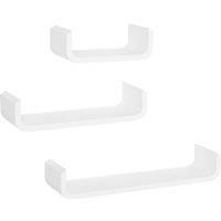 U Shape Shelf Set of 3 Floating Wall Mounted Modern White 3pc