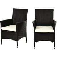 Outsunny 2PC Outdoor Rattan Armchair Wicker Dining Chair Set Garden Furniture