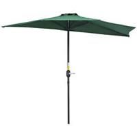 Outsunny 3(m) Round Parasol 8 Steel Ribs Construction Garden Outdoor Umbrella w Zink Alloy Crank & Tilt Function Green