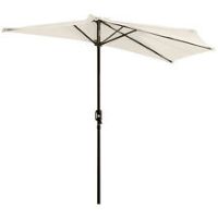 Outsunny 3m Half Round Parasol Garden Outdoor Sun Umbrella Aluminium w/ Crank