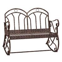 Outsunny 2 Seater Metal Garden Bench Outdoor Rocking Chair Bronze Love Seat