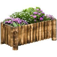 Outsunny Raised Flower Bed Wooden Rectangualr Planter Container Box 4 Feet