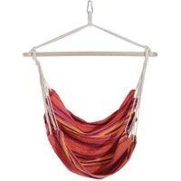 Outsunny Outdoor Hammock Hanging Rope Chair Garden Yard Patio Swing Seat Wooden w Cotton Cloth and Ropes (Red)