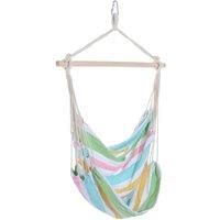 Outsunny Outdoor Hammock Hanging Rope Chair Garden Yard Patio Swing Seat Wooden w Cotton Cloth and Ropes (Green)