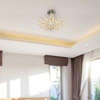 HOMCOM 3 Lights Mordern Style Ceiling Chandelier Pendant Crystal Light w/Transparent K9 Crystal Droplets D40 X 28H (CM)