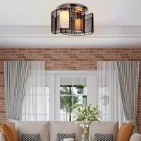 HOMCOM Chrome Fabric Chandelier Flush Mount Ceiling Lamp Light