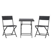 Outsunny 3PC Rattan Folding Bistro Set Outdoor Set 2 Folding Chair 1 Table
