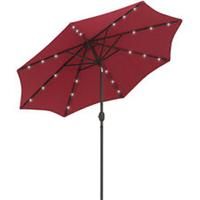 Outsunny Tilt Umbrella Outdoor Patio Solar Power LED Light Parasol w/ Hand Crank