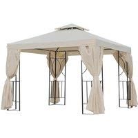 Outsunny 3 x 3 m Garden Gazebo Double Roof Marquee Patio Wedding Party Tent Canopy Shelter with Sidewalls, (Beige)