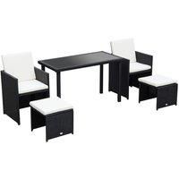 Outsunny 5Pcs Rattan Garden Furniture Wicker Weave Sofa Set Table Chair Footrest - Black