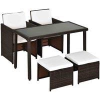 Outsunny 5Pcs Rattan Garden Furniture Wicker Weave Sofa Set Table Chair Footrest