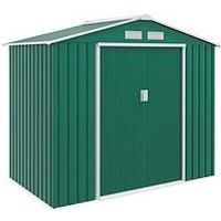 Outsunny 6x4ft Garden Shed Patio Foundation Storage Unit Metal Tool Box Green