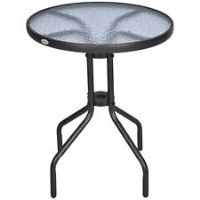 Outsunny Bistro Table Rounding Dining Tempered Glass Top Black f60cm