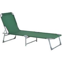Outsunny Camping Cot Picnic Sun Lounger Portable Folding Chair Patio Green