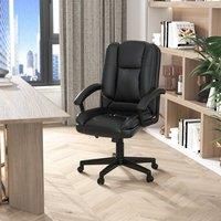 HOMCOM Office Chair Computer Racing Swivel Adjustable PU Leather Black