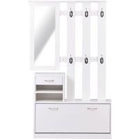 HOMCOM Shoes Storage Cabinet Cloths Rack Chest w/Mirror Multiple Shelves Large Storage Capacity Shoes Cabinet -White