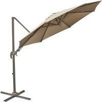 Outsunny 3M Patio Parasol Roma Umbrella Cantilever Hanging Sun Shade Canopy Cover Tilt Crank 360 Degree Rotating System Khaki