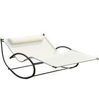 Garden Double Rocker Lounger Hammock W/ Pillow Sun Bed Patio Swing Chair Cream