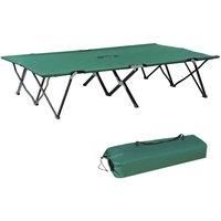 Outsunny Double Camping Cot Foldable Sunbed Outdoor Patio Sleeping Bed Super Light w/Carr Bag (Green)