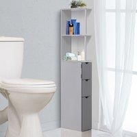 Bathroom Cabinet Side Tall Storage Unit Shelf Cupboard Drawer White