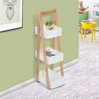 HOMCOM Bathroom Rack A shape Bamboo 3-Tier Storage Unit Shelving Organizer