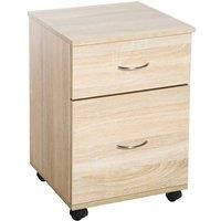 HOMCOM Pedestal Office Mobile Filing Cabinet 2 Drawer Wooden Storage