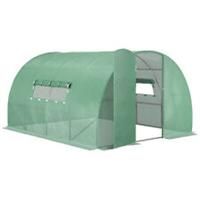 Outsunny 4 x 3M Walk In Polytunnel Greenhouse for Garden in Steel w/ Door Window