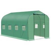 Outsunny Walk in Polytunnel Greenhouse with Windows and Door for Garden, Backyard (4 x 2M)