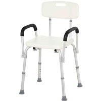 HOMCOM Light Weight Aluminum Shower Bench Portable Lift Chair w/ Back & Armrest