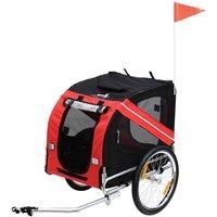Pawhut Folding Dog Carrier Bicycle Pet Trailer in Steel Frame Stroller - Red & Black