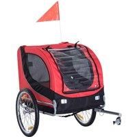 Pawhut Folding Dog Bike Trailer Pet Bicycle Jogger Travel Carrier (Red)