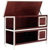 PawHut 2-Tier Large Elevated Wooden Rabit Hutch w/ Removable Tray