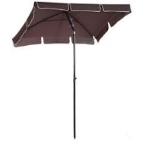 Outsunny Sun Umbrella Parasol Patio Rectangular Tilt Aluminium Brown 2x1.25M