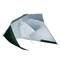 Outsunny Beach Umbrella Sun Shelter 2 in 1 Umbrella UV Protection Steel Green