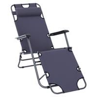 Outsunny Sun Lounger Recliner Chair 2 in 1 Garden Foldable Steel Grey Outdoor