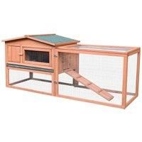 PawHut Wooden Rabbit Hutch Enclosure Run House 2 Tier Large Chicken Coop Run Pet