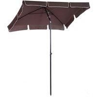 Outsunny Aluminium Sun Umbrella Parasol Patio Garden Rectangular Tilt 2M x 1.25M Brown