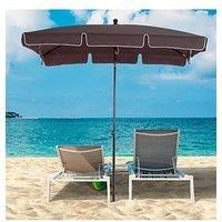 Outsunny Aluminium Sun Umbrella Parasol Patio Garden Rectangular Tilt 2M x 1.25M Brown